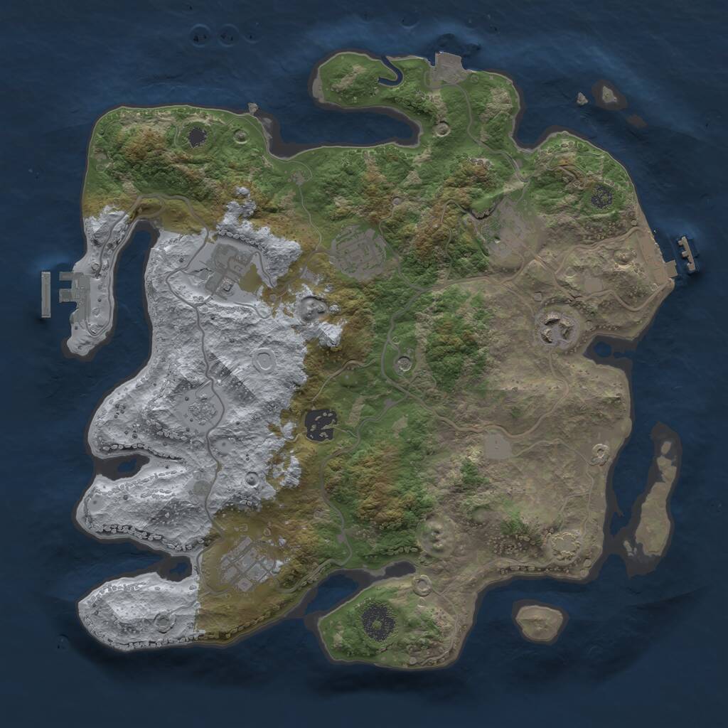 Rust Map: Procedural Map, Size: 3200, Seed: 7776547, 12 Monuments