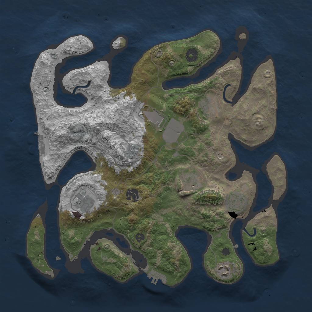 Rust Map: Procedural Map, Size: 3500, Seed: 64657, 13 Monuments