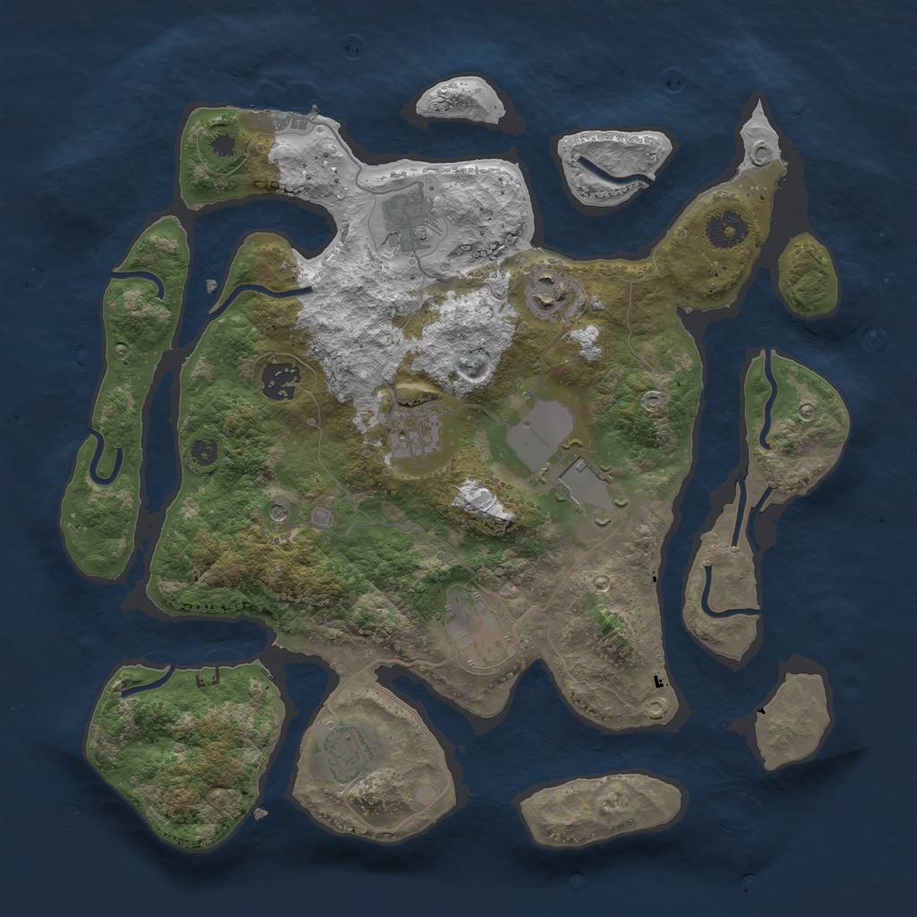 Rust Map: Procedural Map, Size: 3500, Seed: 430978, 11 Monuments