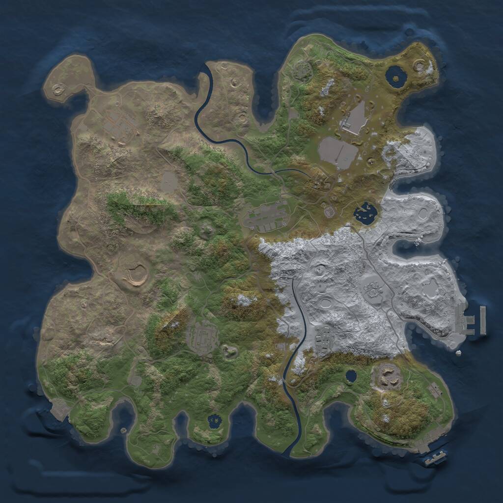 Rust Map: Procedural Map, Size: 3500, Seed: 196975, 13 Monuments