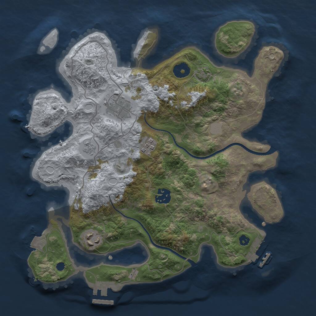 Rust Map: Procedural Map, Size: 3000, Seed: 688539337, 9 Monuments