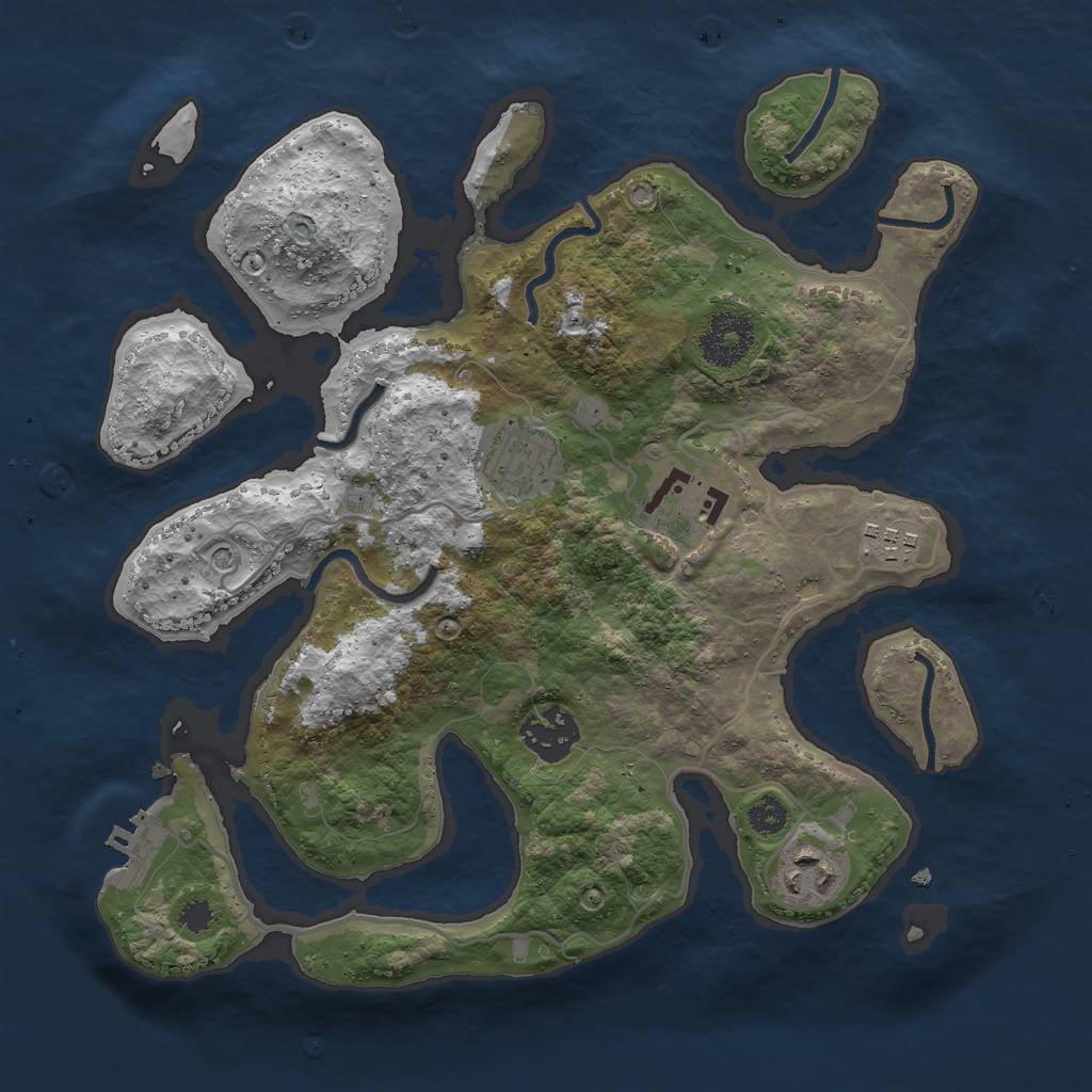 Rust Map: Procedural Map, Size: 3000, Seed: 688539337, 9 Monuments