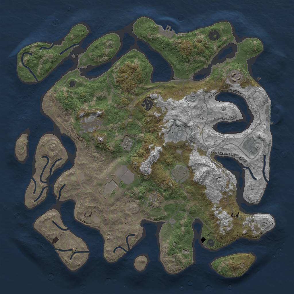 Rust Map: Procedural Map, Size: 4000, Seed: 670264, 14 Monuments