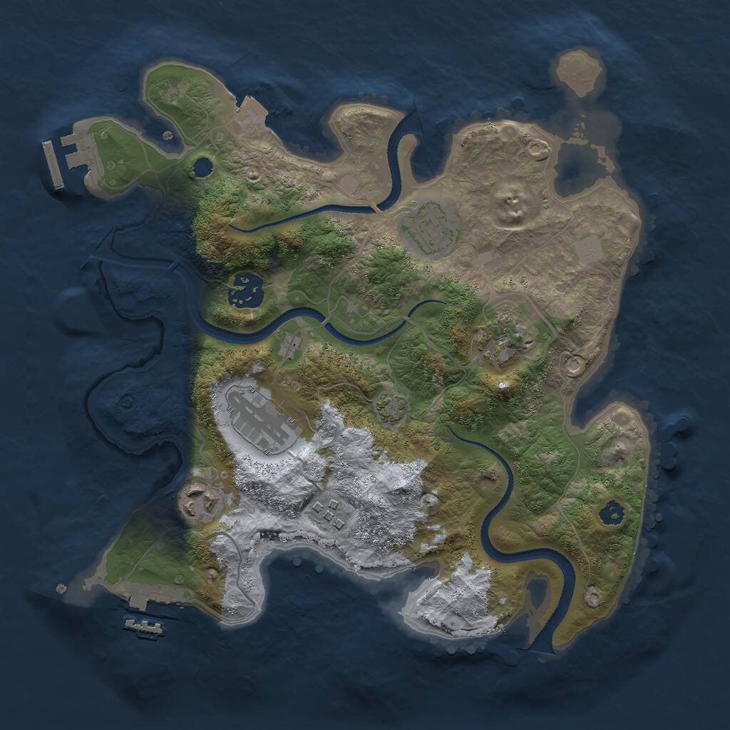 Rust Map: Procedural Map, Size: 3000, Seed: 6646, 10 Monuments
