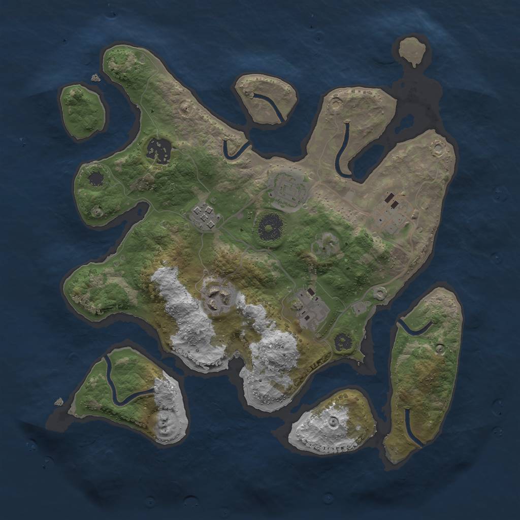 Rust Map: Procedural Map, Size: 3000, Seed: 6646, 8 Monuments