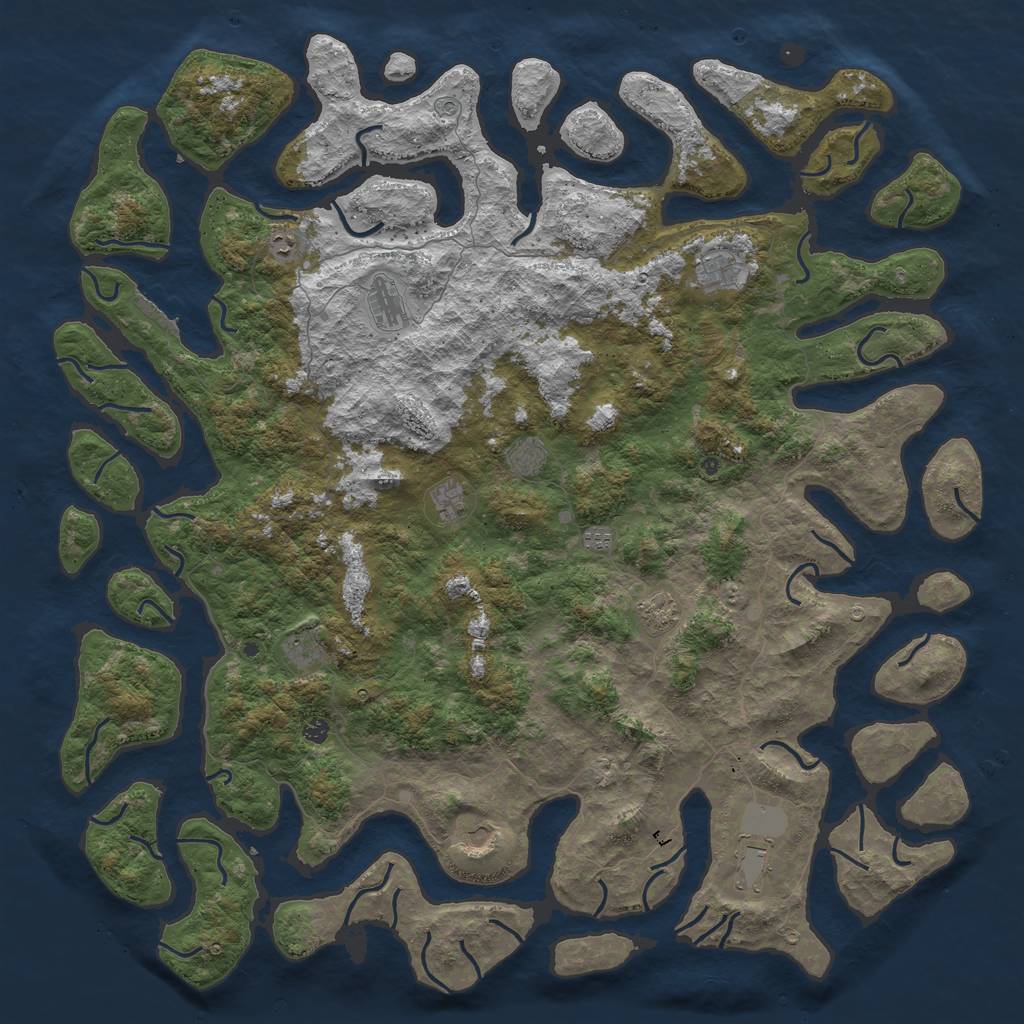 Rust Map: Procedural Map, Size: 6000, Seed: 748932, 15 Monuments