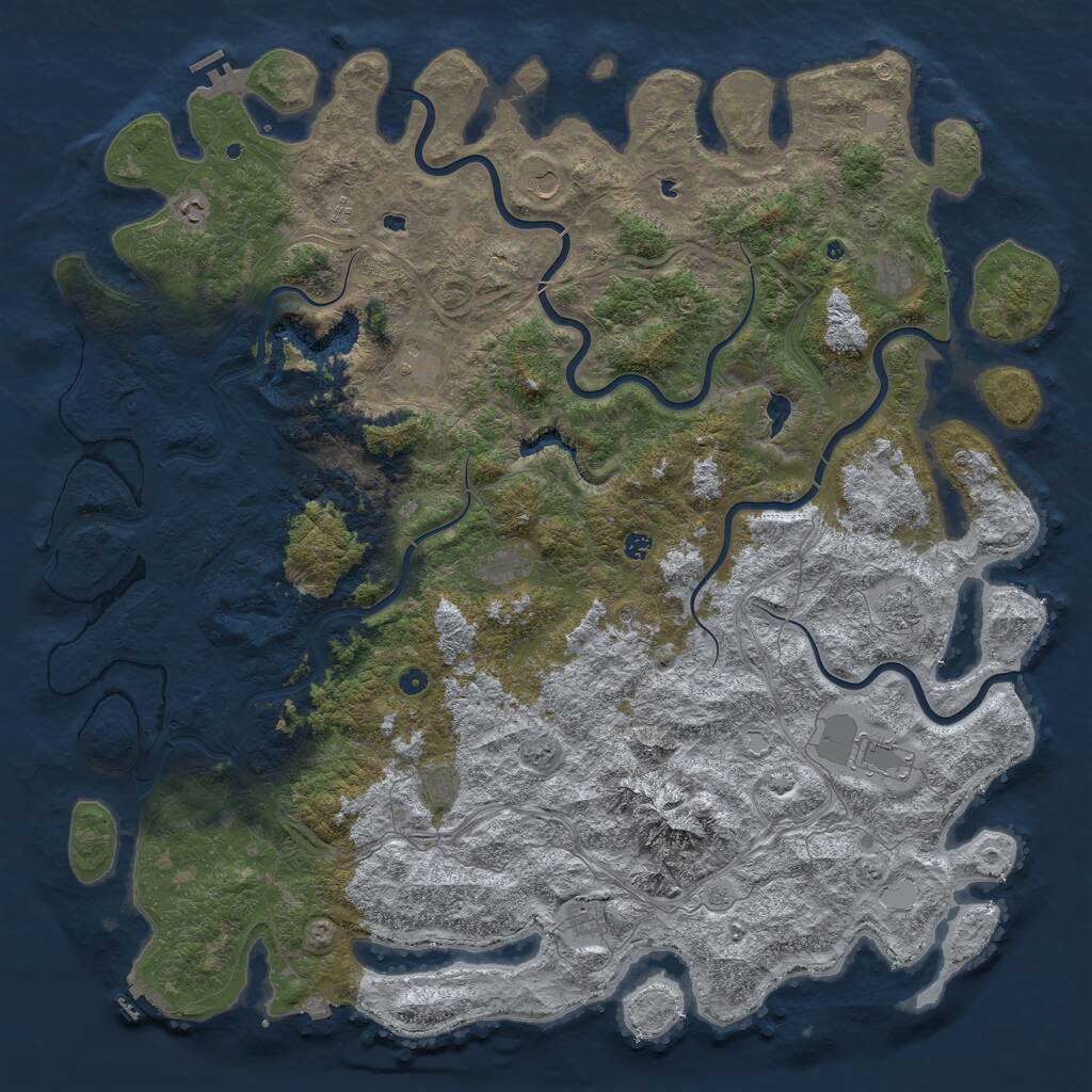 Rust Map: Procedural Map, Size: 6000, Seed: 100091155, 17 Monuments