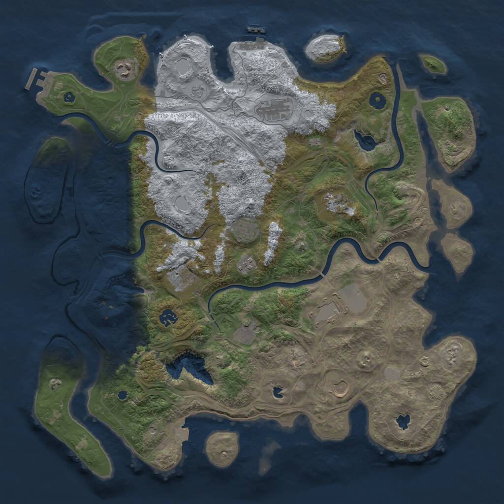 Rust Map: Procedural Map, Size: 4500, Seed: 1365017810, 16 Monuments