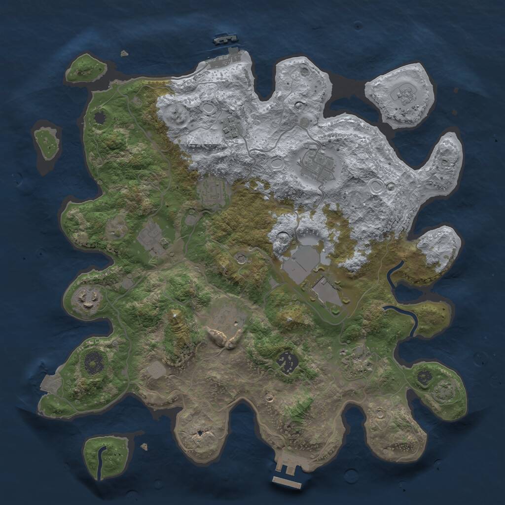 Rust Map: Procedural Map, Size: 3500, Seed: 5554, 15 Monuments