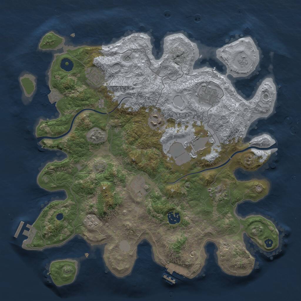 Rust Map: Procedural Map, Size: 3500, Seed: 5554, 14 Monuments