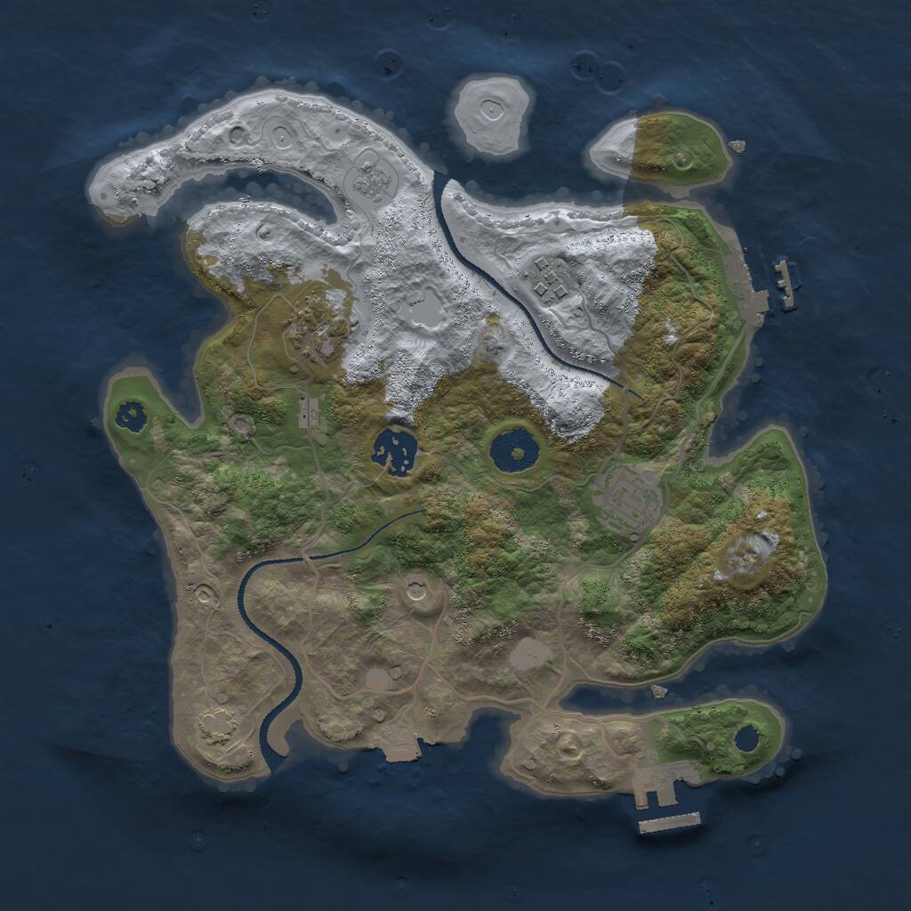 Rust Map: Procedural Map, Size: 3000, Seed: 64451, 10 Monuments