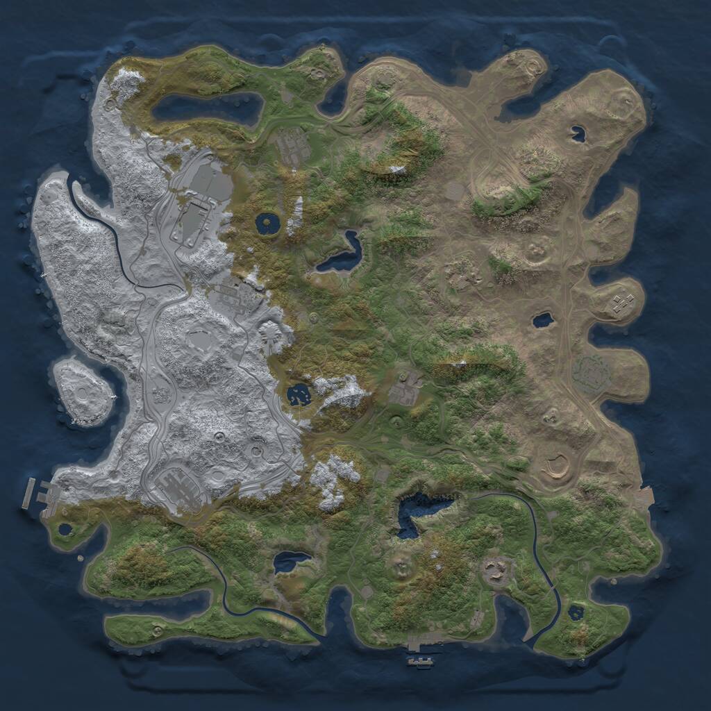Rust Map: Procedural Map, Size: 4500, Seed: 943057004, 17 Monuments