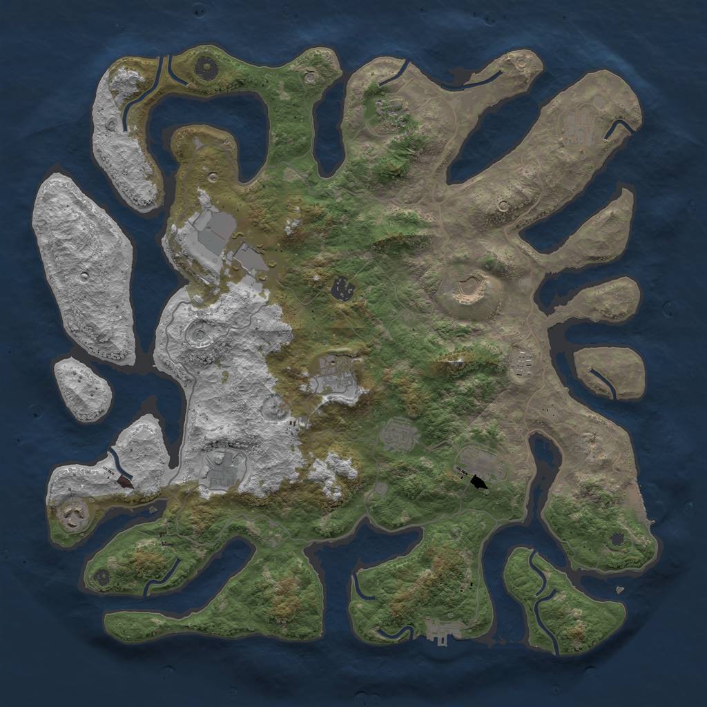 Rust Map: Procedural Map, Size: 4500, Seed: 943057004, 16 Monuments