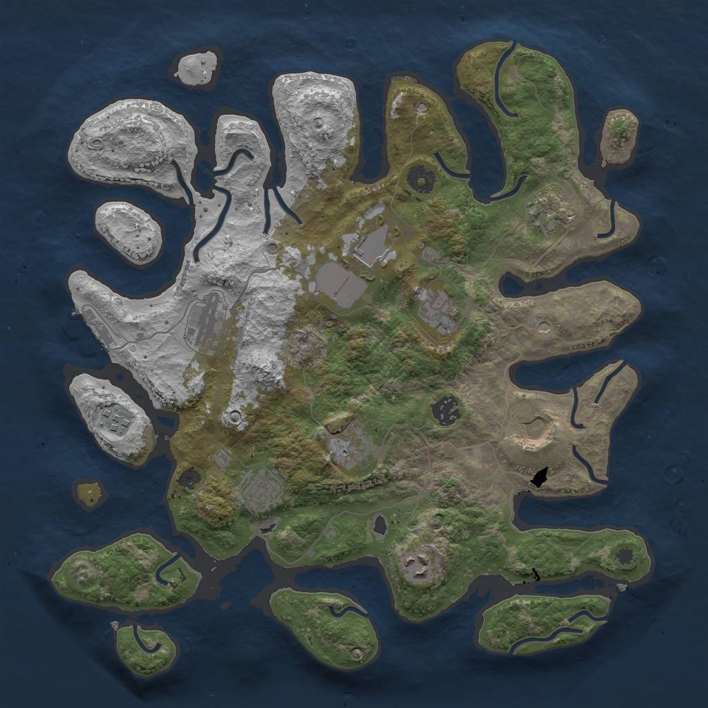 Rust Map: Procedural Map, Size: 3750, Seed: 209858347, 14 Monuments