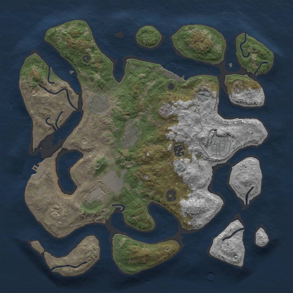 Rust Map: Procedural Map, Size: 3700, Seed: 1886844549, 12 Monuments