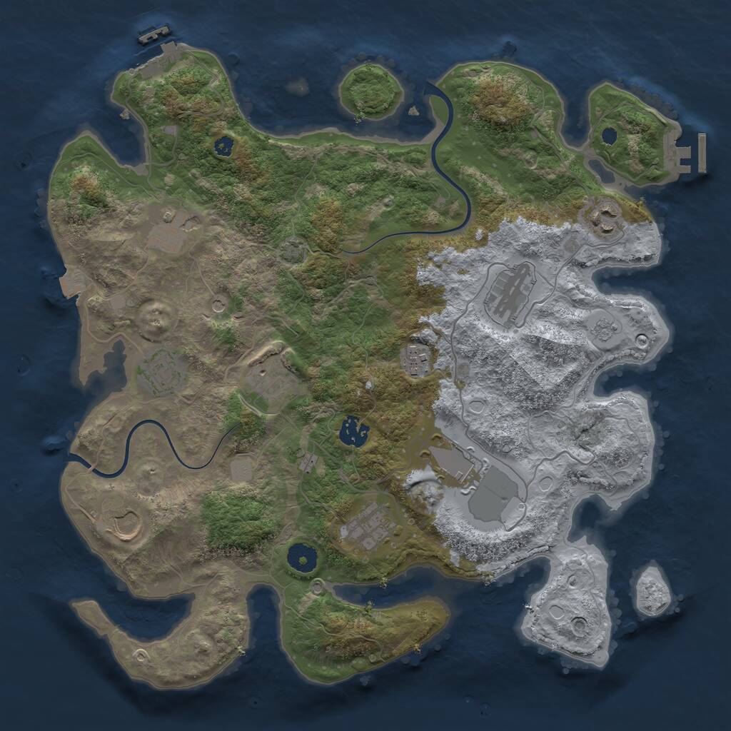 Rust Map: Procedural Map, Size: 3700, Seed: 1886844549, 16 Monuments