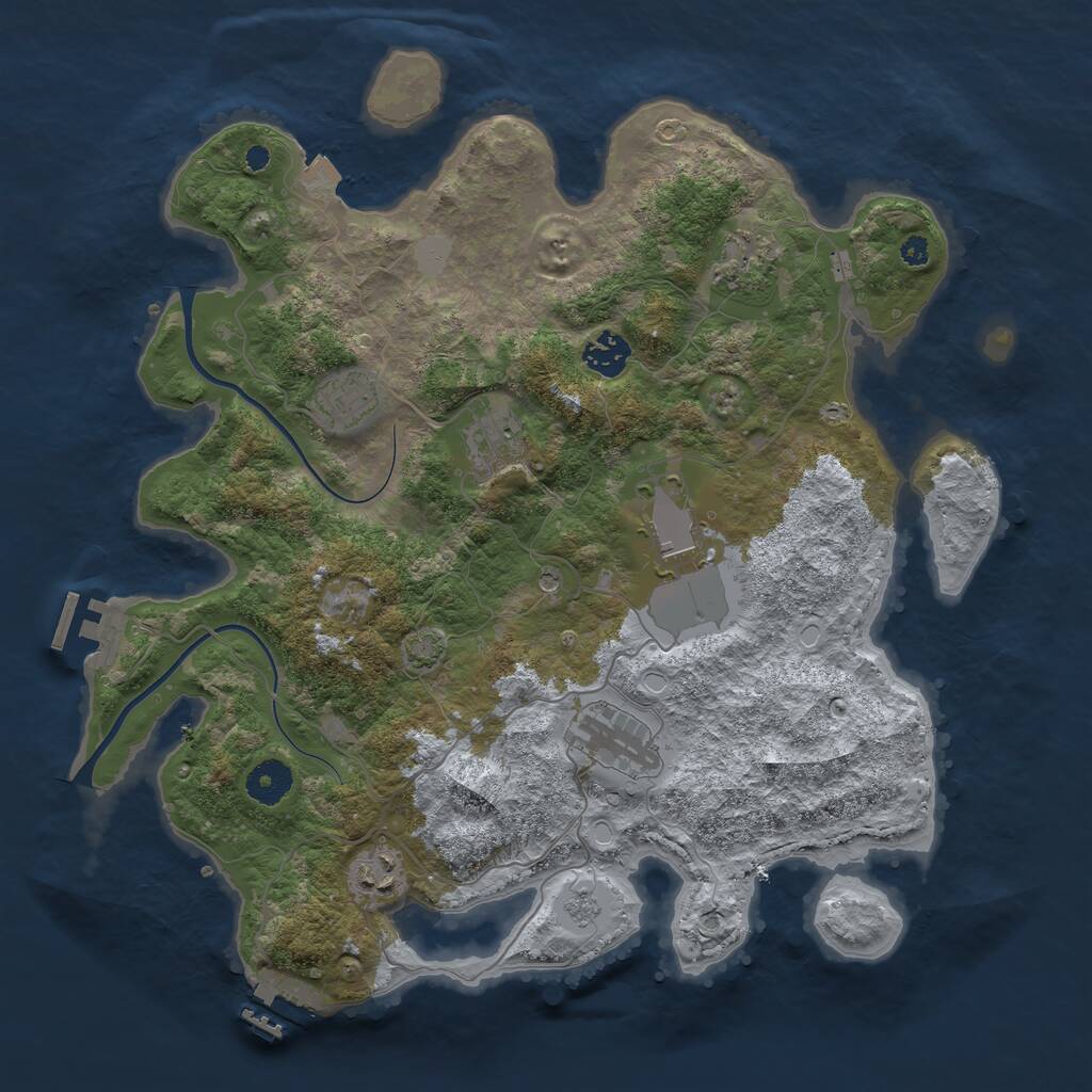 Rust Map: Procedural Map, Size: 3700, Seed: 13, 13 Monuments