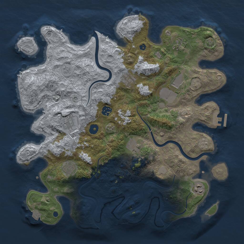 Rust Map: Procedural Map, Size: 3800, Seed: 12607, 14 Monuments
