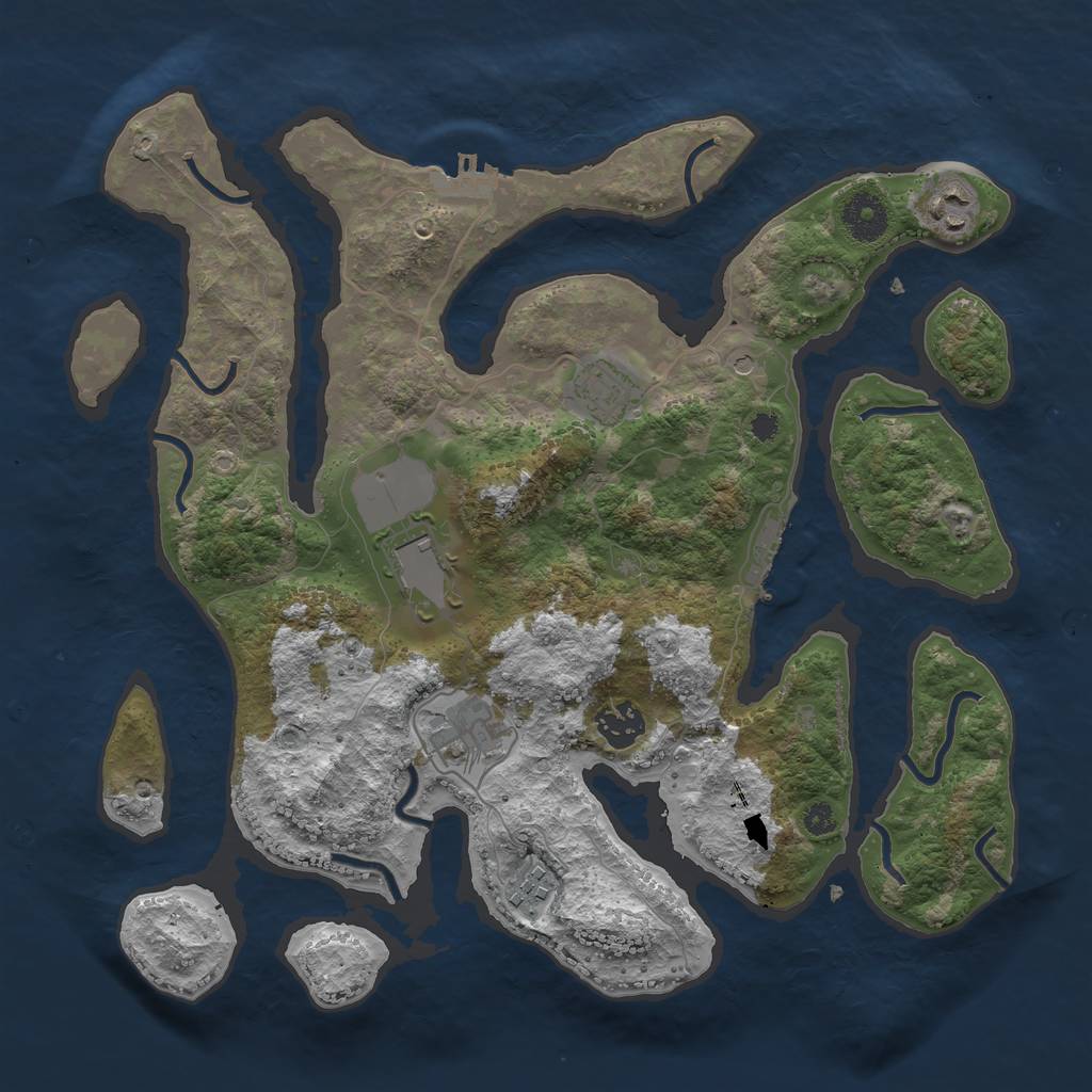 Rust Map: Procedural Map, Size: 3500, Seed: 127420, 11 Monuments