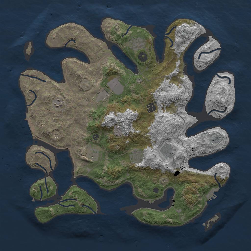 Rust Map: Procedural Map, Size: 4000, Seed: 99473, 13 Monuments