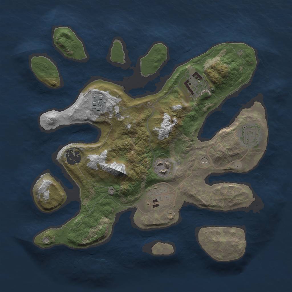 Rust Map: Barren, Size: 2900, Seed: 123321, 9 Monuments