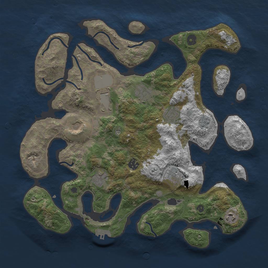 Rust Map: Procedural Map, Size: 3800, Seed: 92607, 13 Monuments