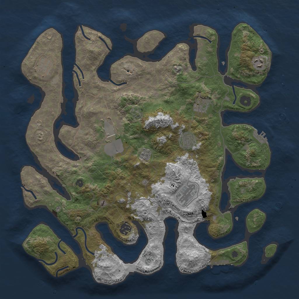 Rust Map: Procedural Map, Size: 4096, Seed: 102607, 13 Monuments