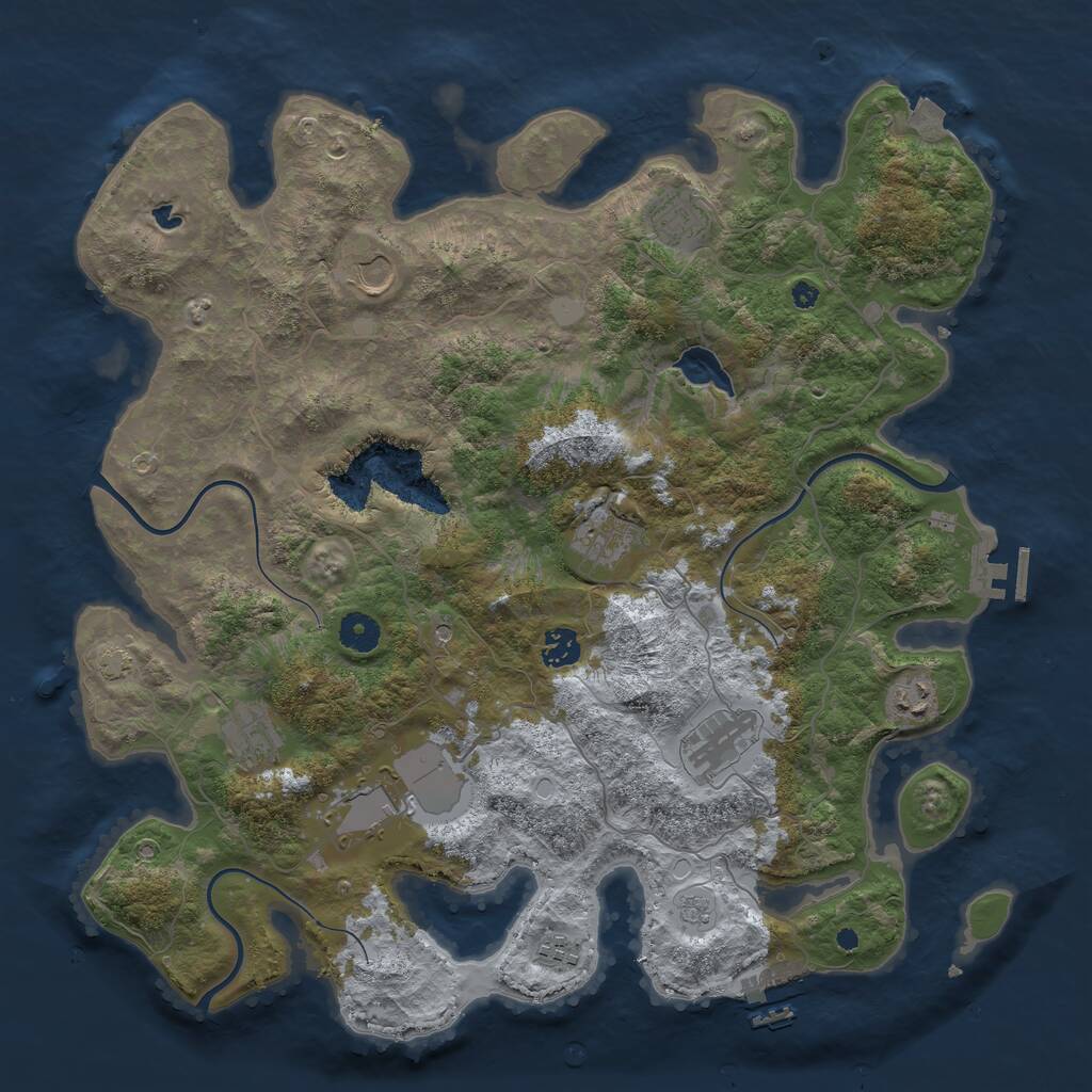 Rust Map: Procedural Map, Size: 4096, Seed: 102607, 15 Monuments