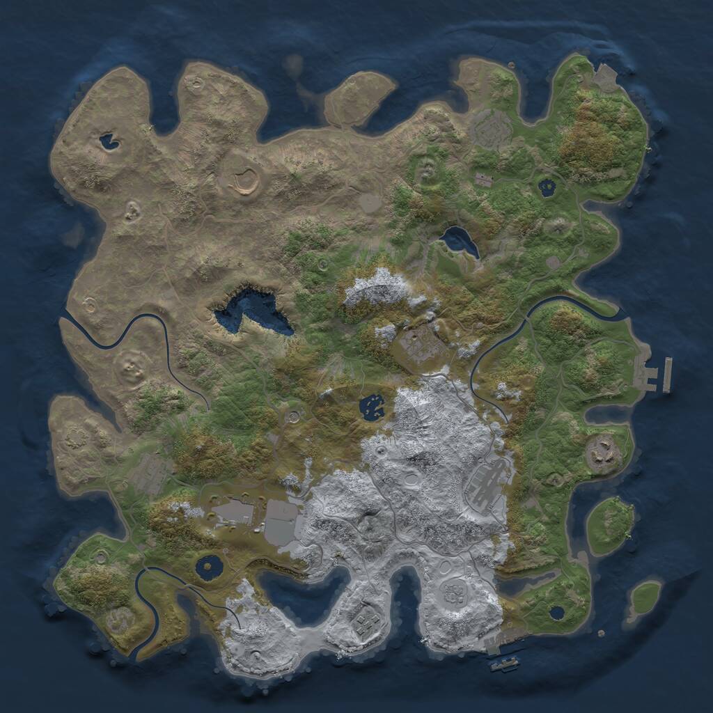 Rust Map: Procedural Map, Size: 4096, Seed: 102607, 15 Monuments