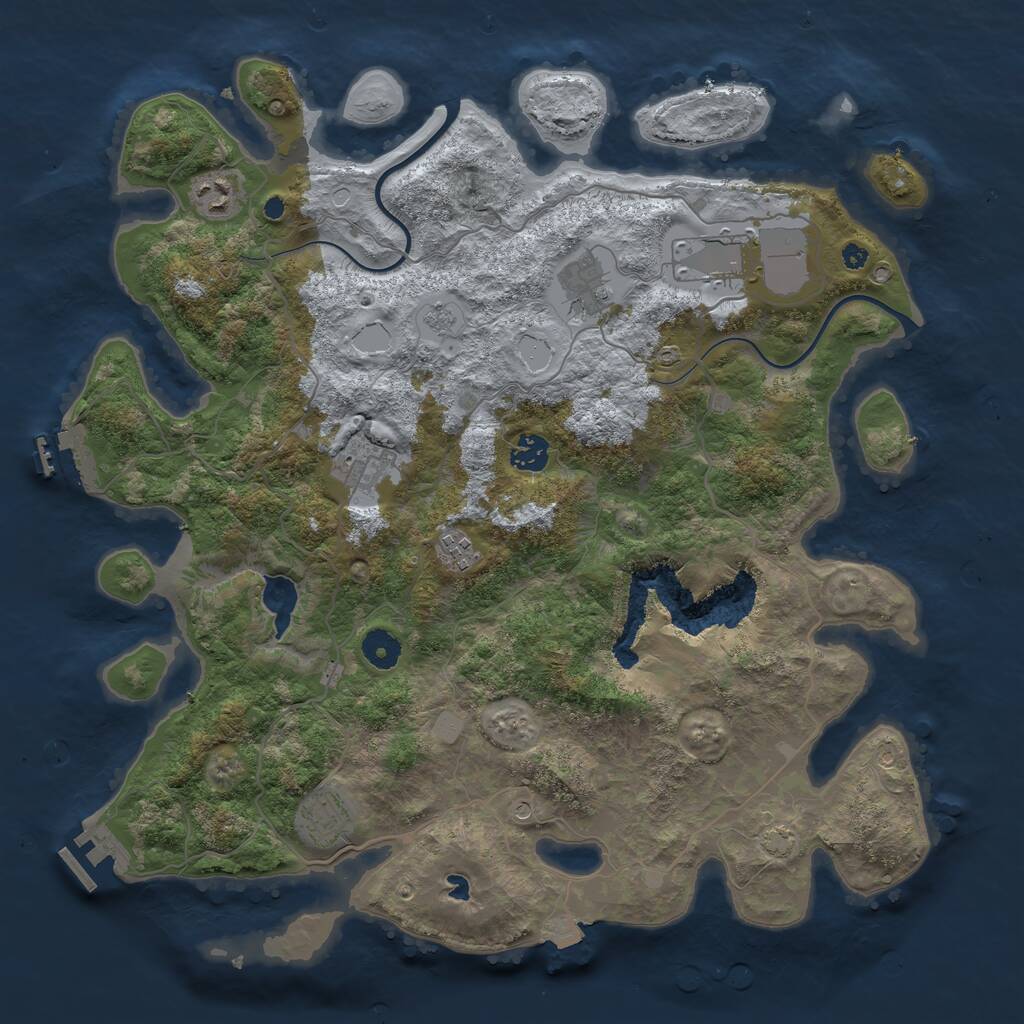 Rust Map: Procedural Map, Size: 4000, Seed: 2109015751, 13 Monuments