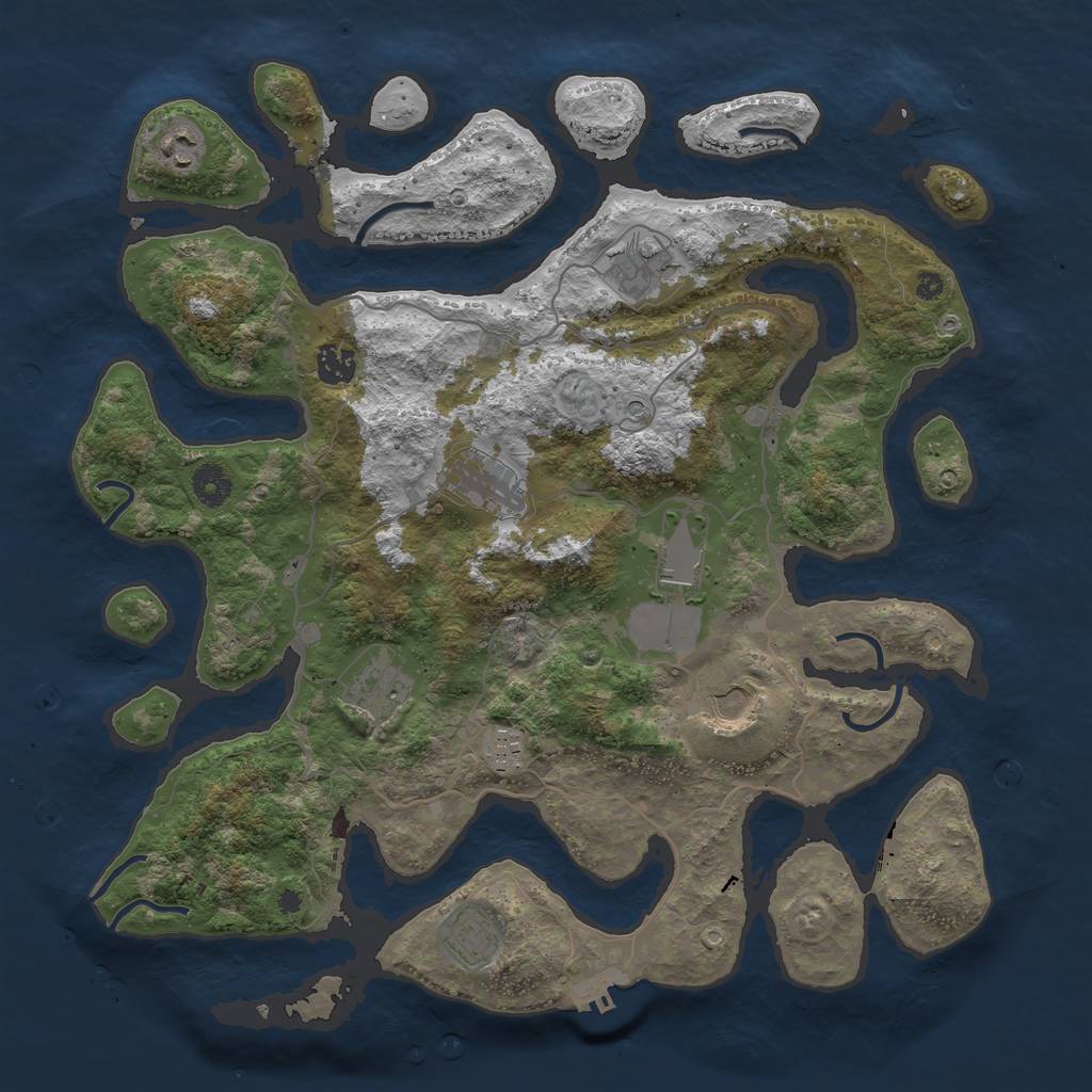 Rust Map: Procedural Map, Size: 4000, Seed: 2109015751, 13 Monuments