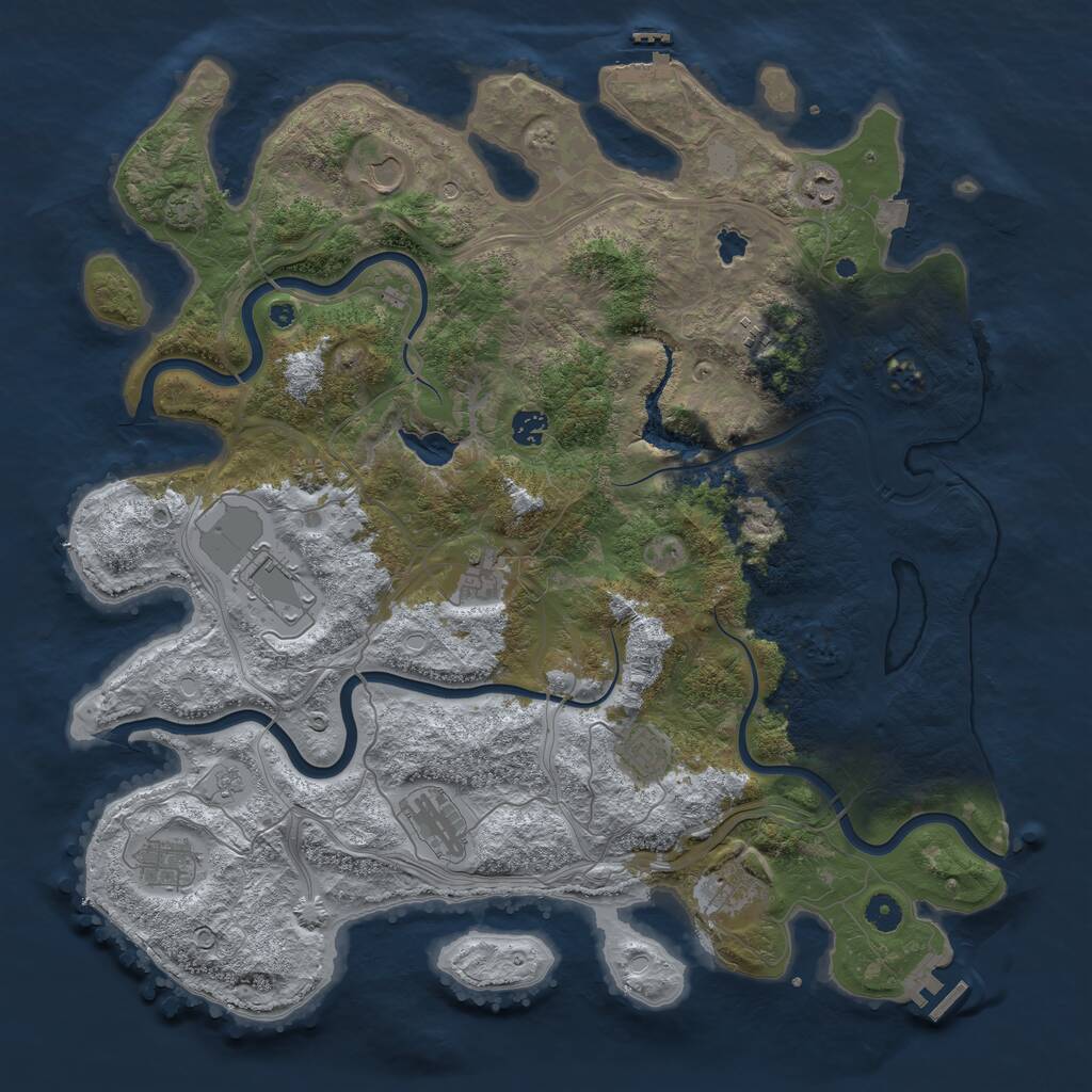 Rust Map: Procedural Map, Size: 4500, Seed: 22607, 16 Monuments