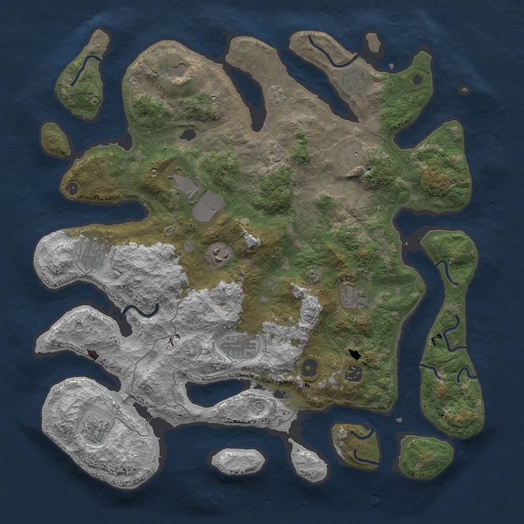 Rust Map: Procedural Map, Size: 4500, Seed: 22607, 14 Monuments