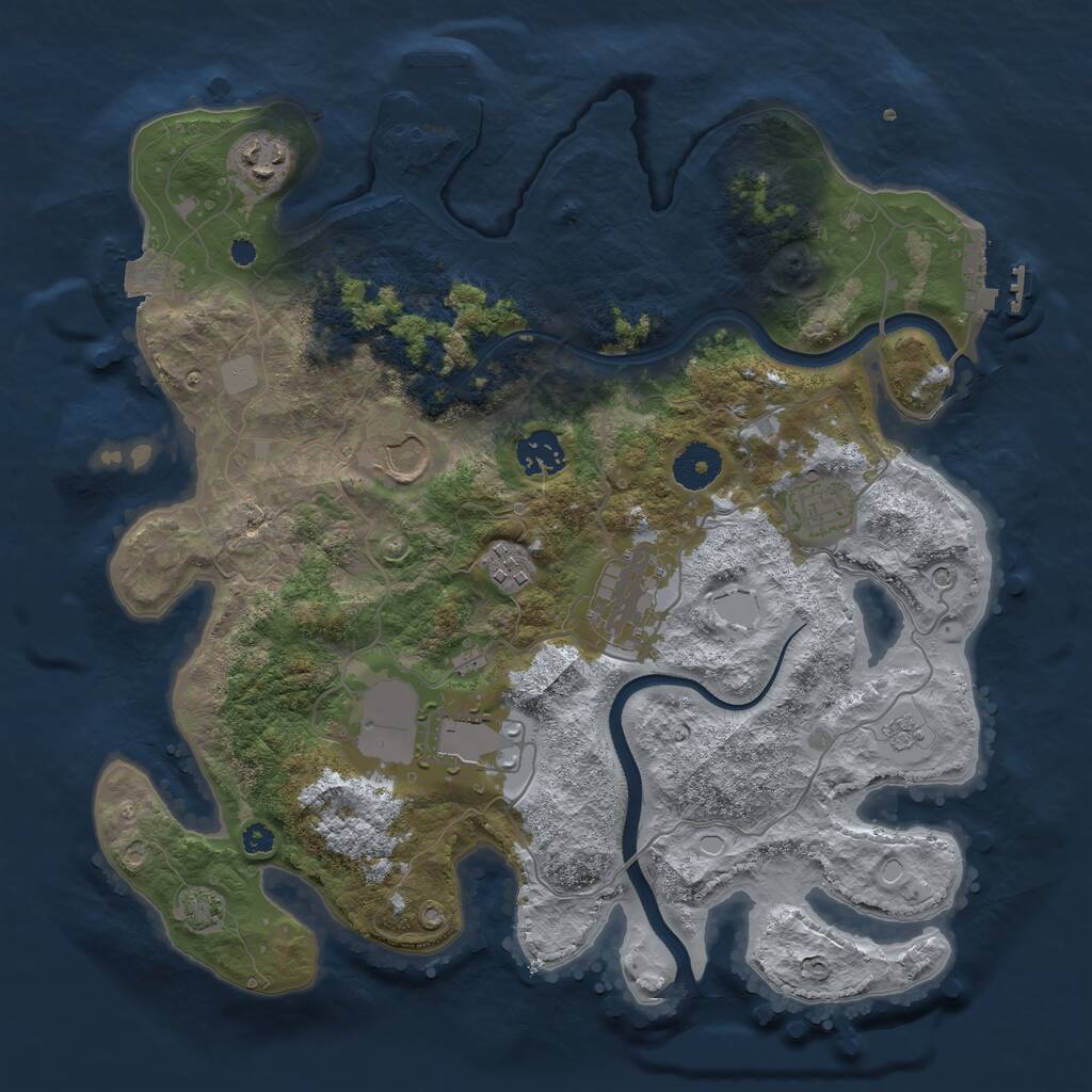 Rust Map: Procedural Map, Size: 3500, Seed: 283106, 13 Monuments