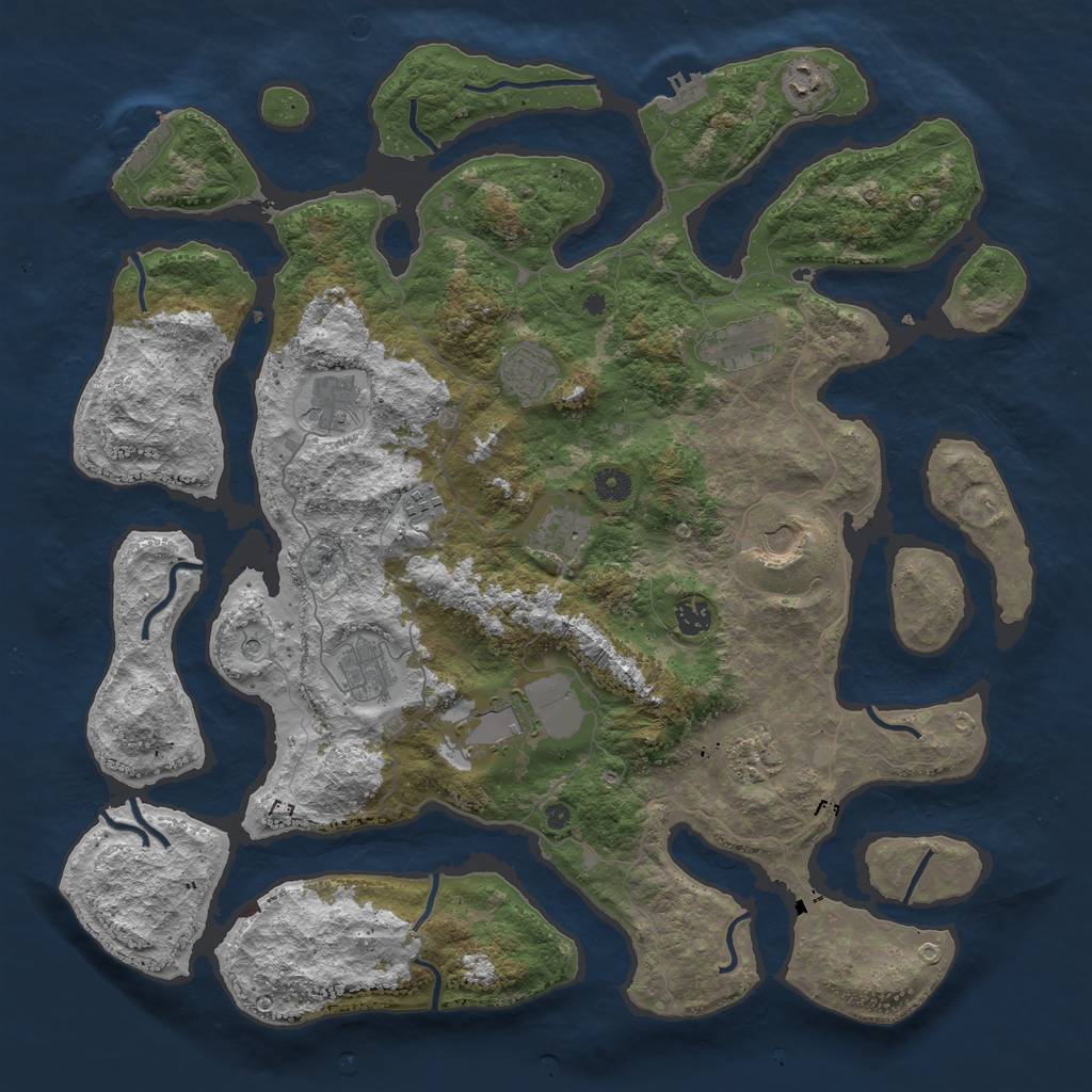 Rust Map: Procedural Map, Size: 4500, Seed: 15835, 16 Monuments