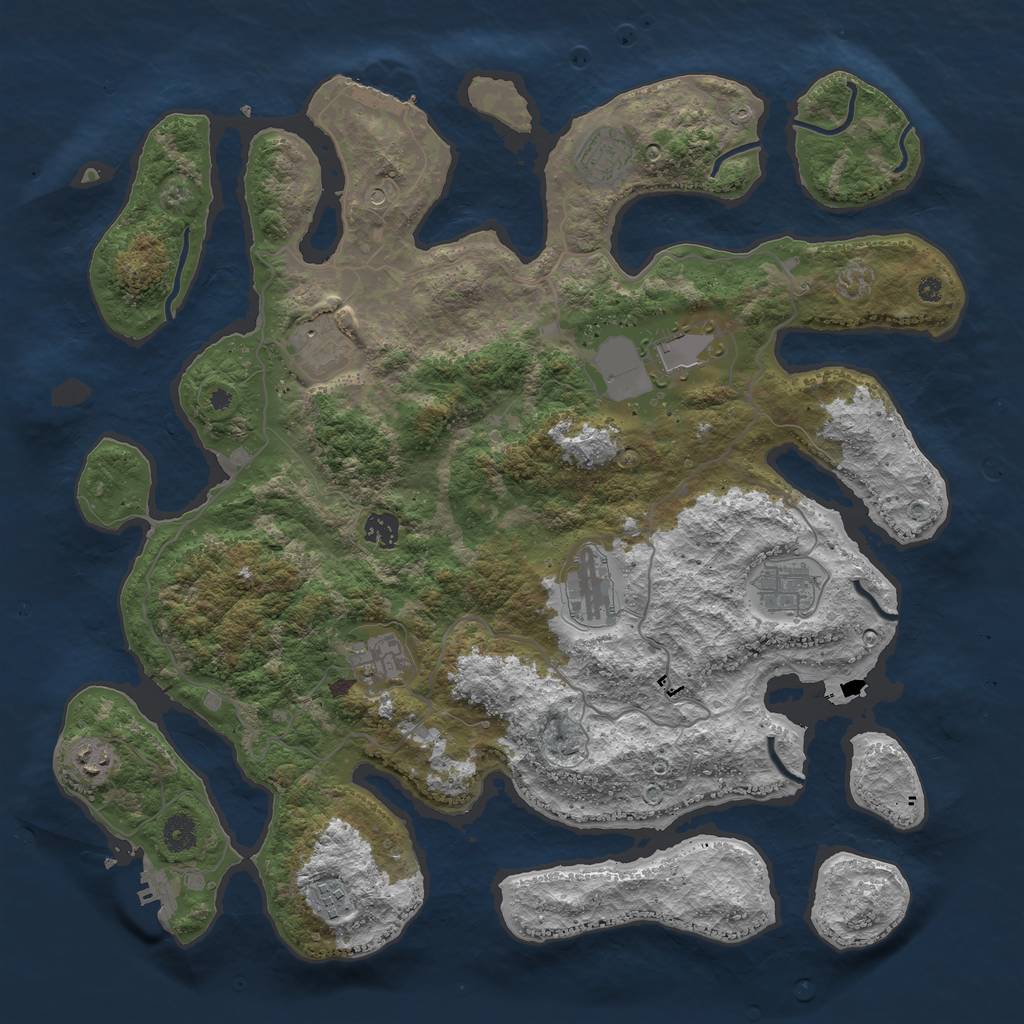 Rust Map: Procedural Map, Size: 4250, Seed: 466143, 14 Monuments