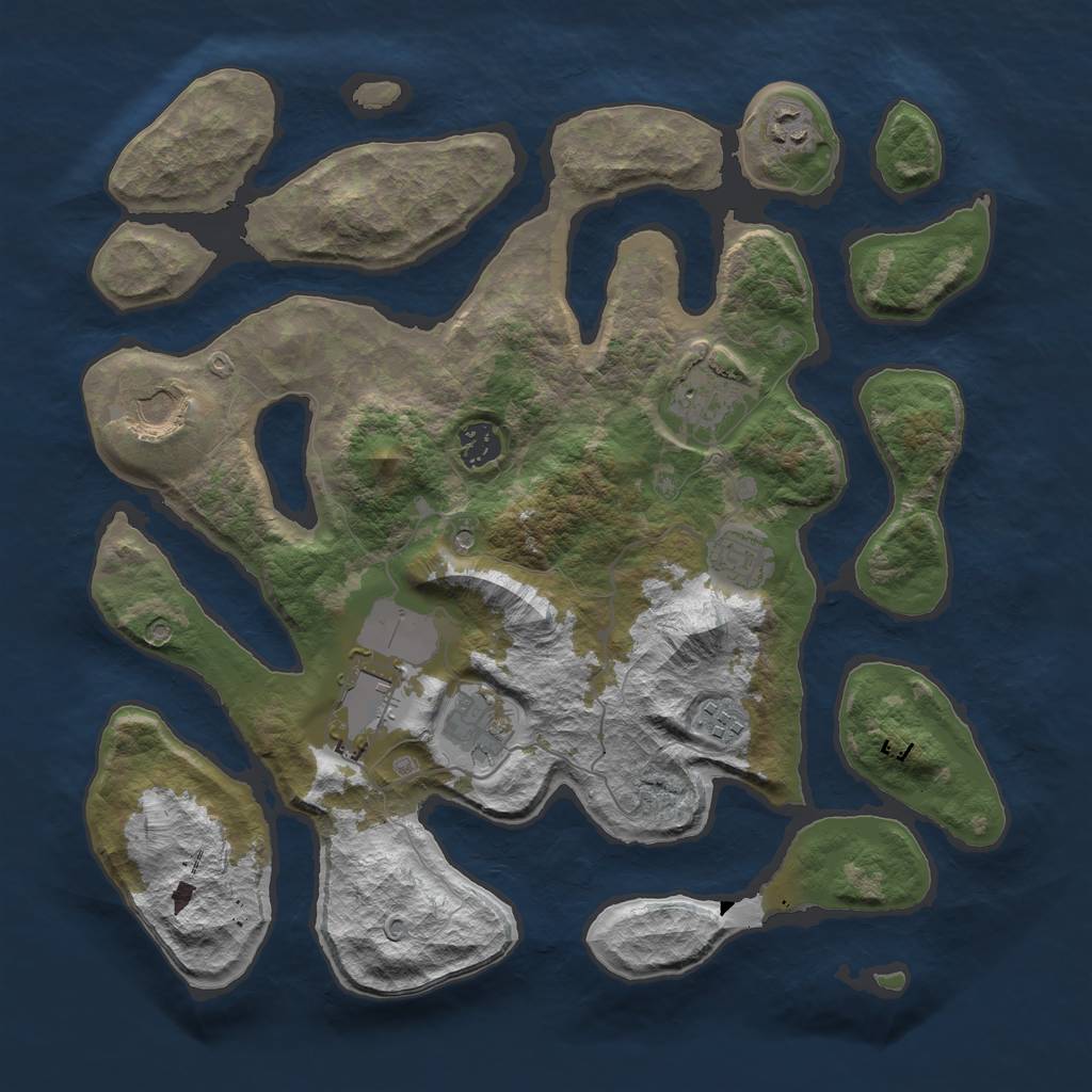 Rust Map: Barren, Size: 3750, Seed: 45546722, 11 Monuments