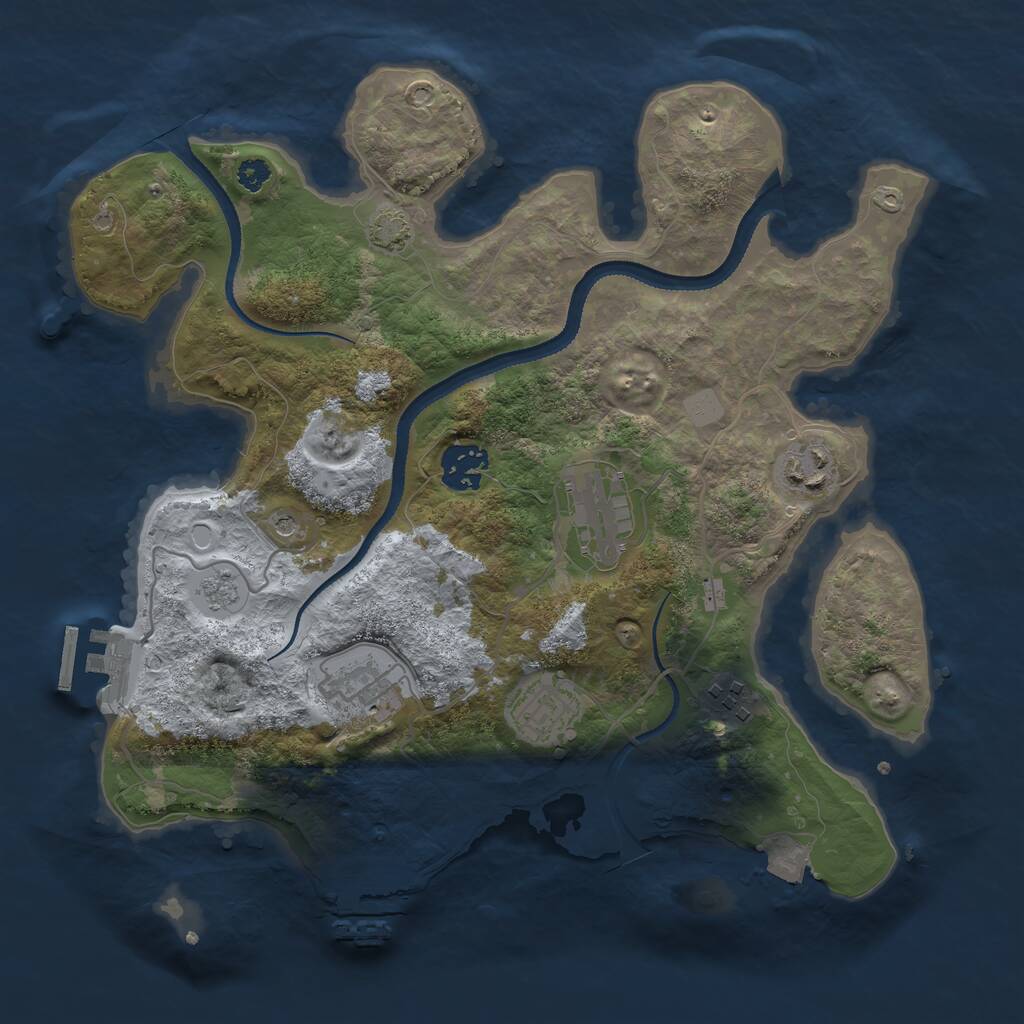 Rust Map: Procedural Map, Size: 3200, Seed: 2422739, 12 Monuments