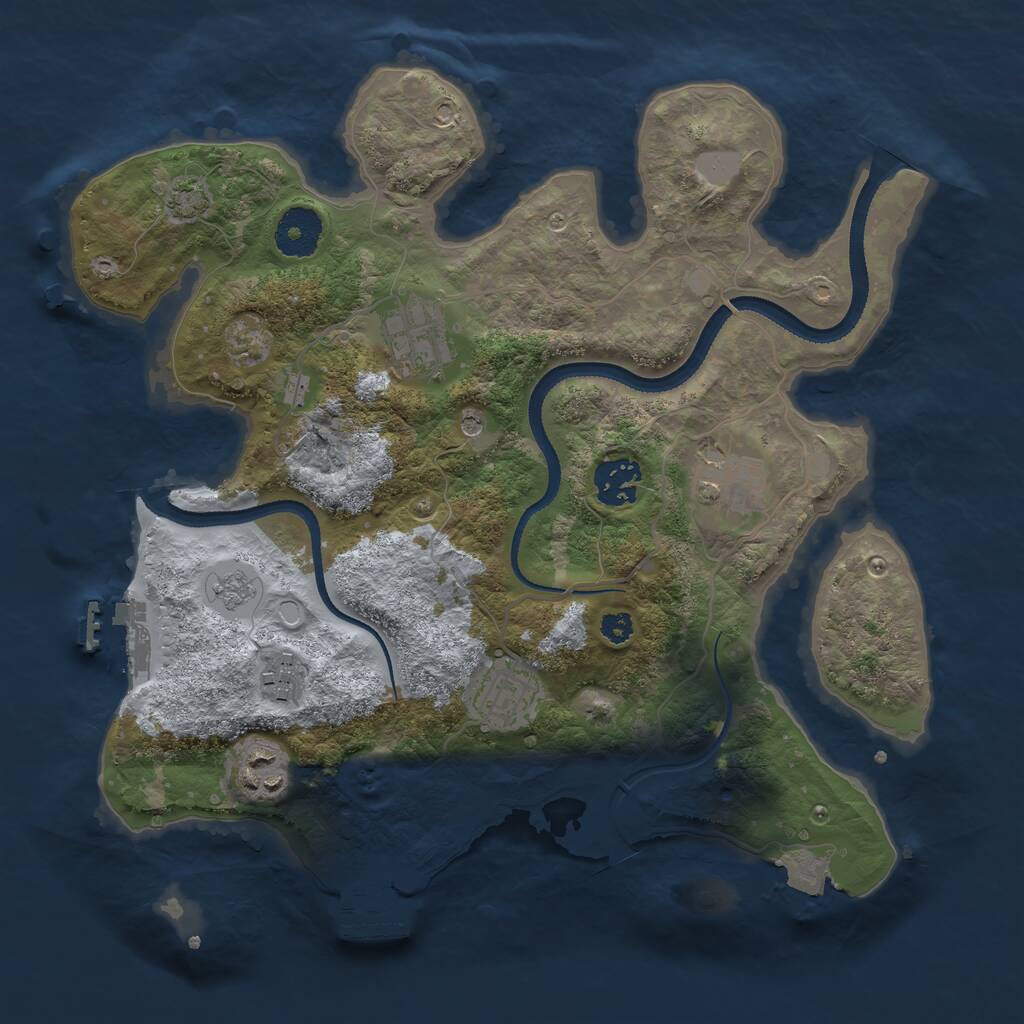 Rust Map: Procedural Map, Size: 3200, Seed: 2422739, 12 Monuments