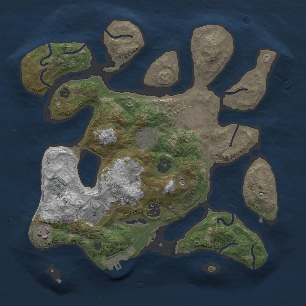 Rust Map: Procedural Map, Size: 3200, Seed: 2422739, 10 Monuments