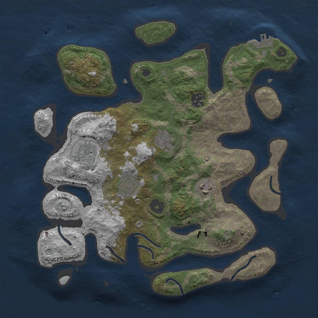 Rust Map: Procedural Map, Size: 3333, Seed: 325470198, 8 Monuments