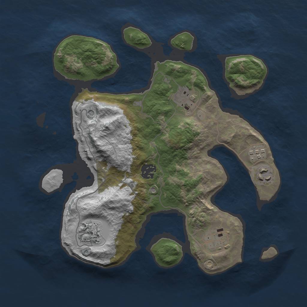 Rust Map: Barren, Size: 2998, Seed: 100, 9 Monuments