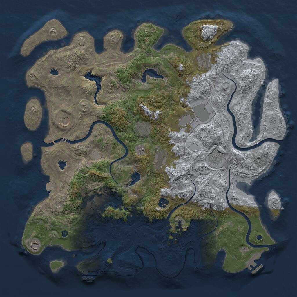 Rust Map: Procedural Map, Size: 4500, Seed: 28475, 16 Monuments