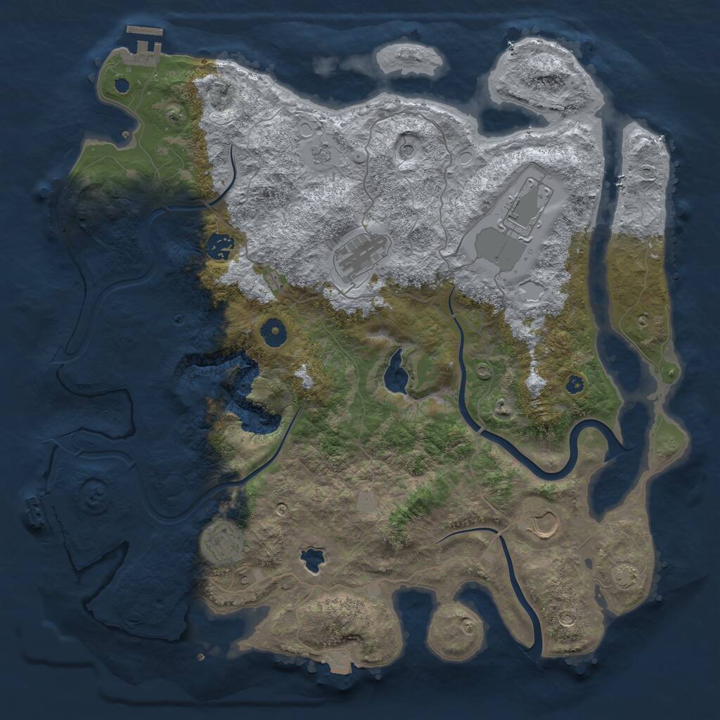 Rust Map: Procedural Map, Size: 4000, Seed: 395027, 11 Monuments