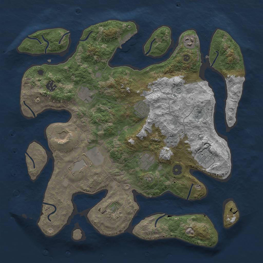 Rust Map: Procedural Map, Size: 3800, Seed: 565, 14 Monuments