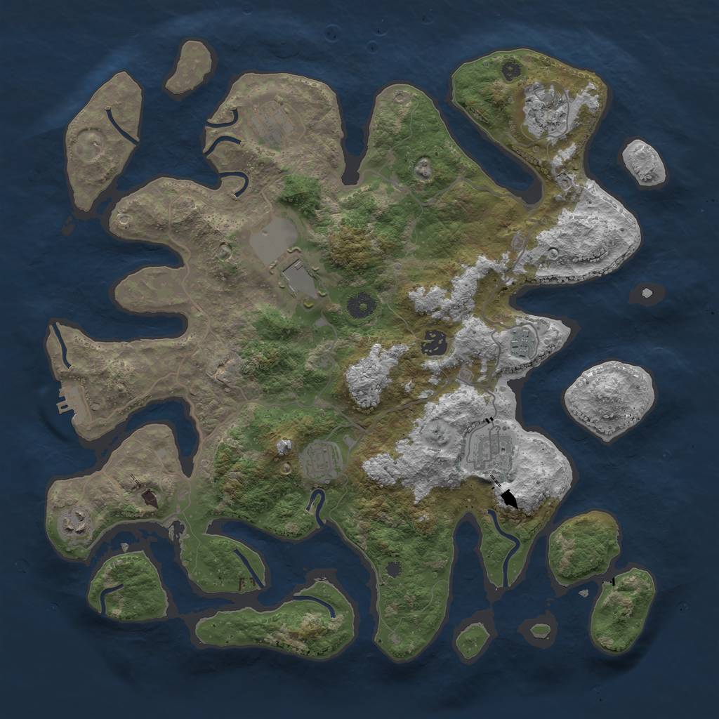 Rust Map: Procedural Map, Size: 4000, Seed: 17737893, 12 Monuments