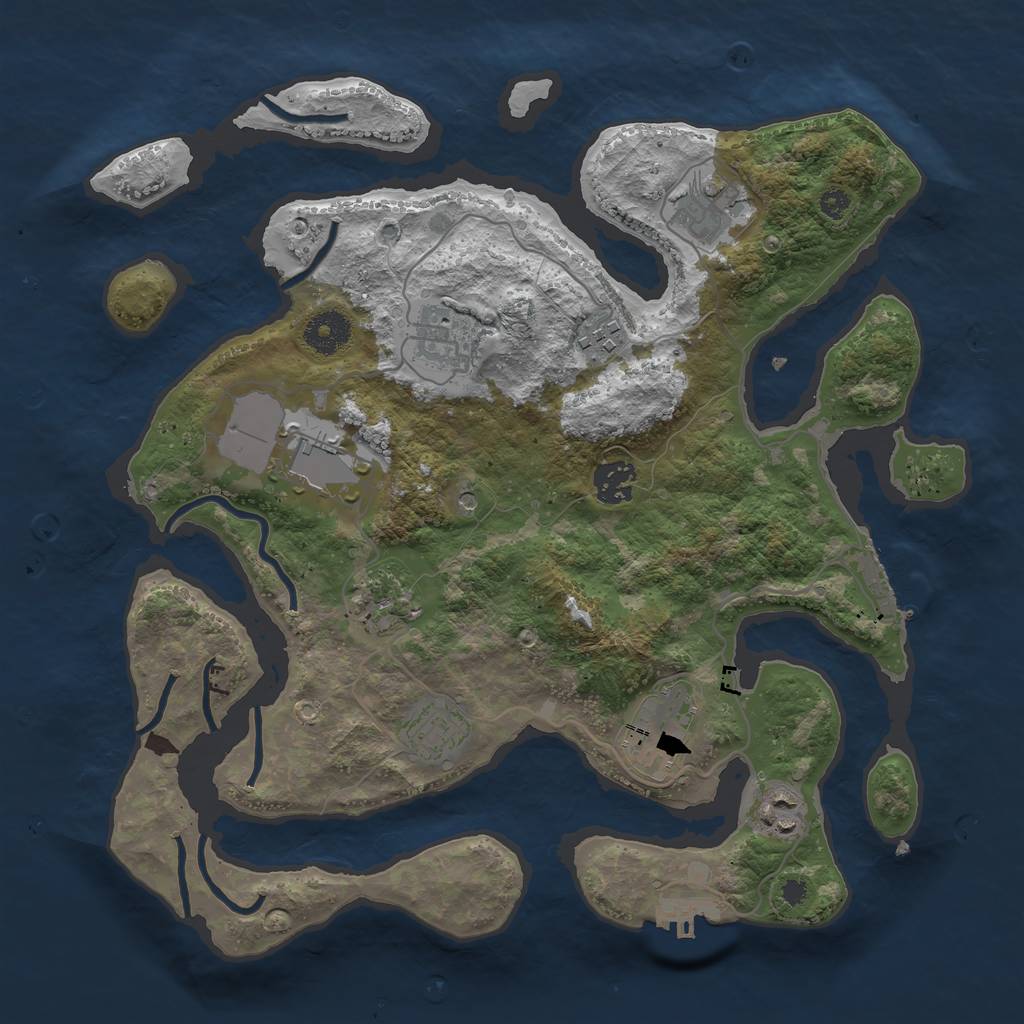 Rust Map: Procedural Map, Size: 3500, Seed: 670274, 14 Monuments