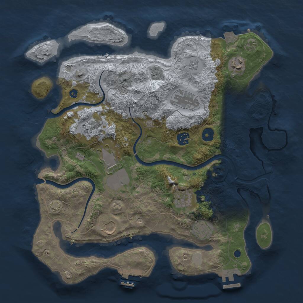 Rust Map: Procedural Map, Size: 3500, Seed: 670274, 15 Monuments