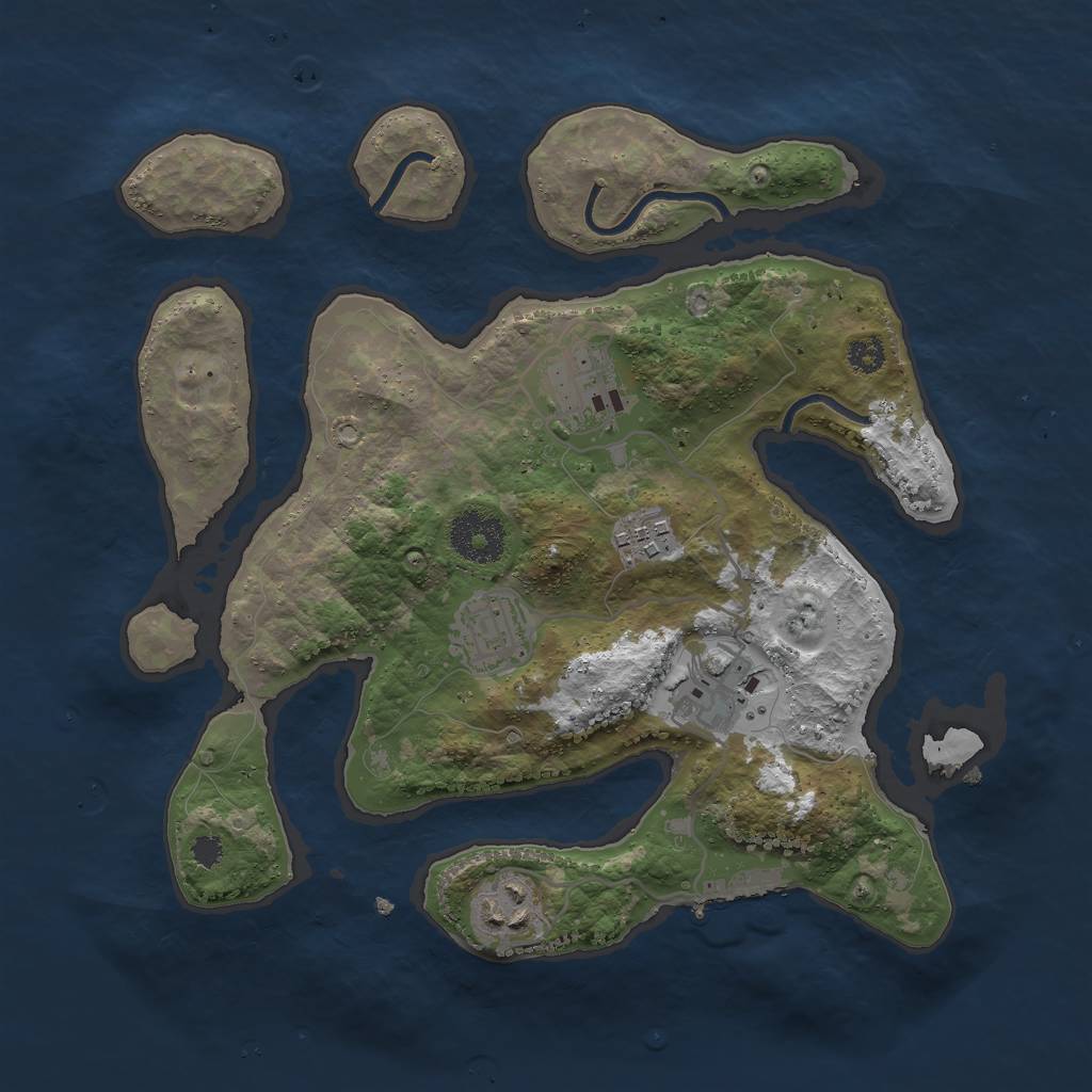 Rust Map: Procedural Map, Size: 3000, Seed: 225146407, 8 Monuments