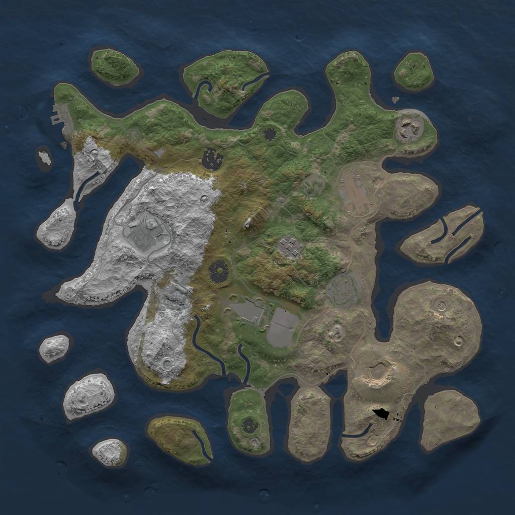 Rust Map: Procedural Map, Size: 3600, Seed: 525745, 12 Monuments